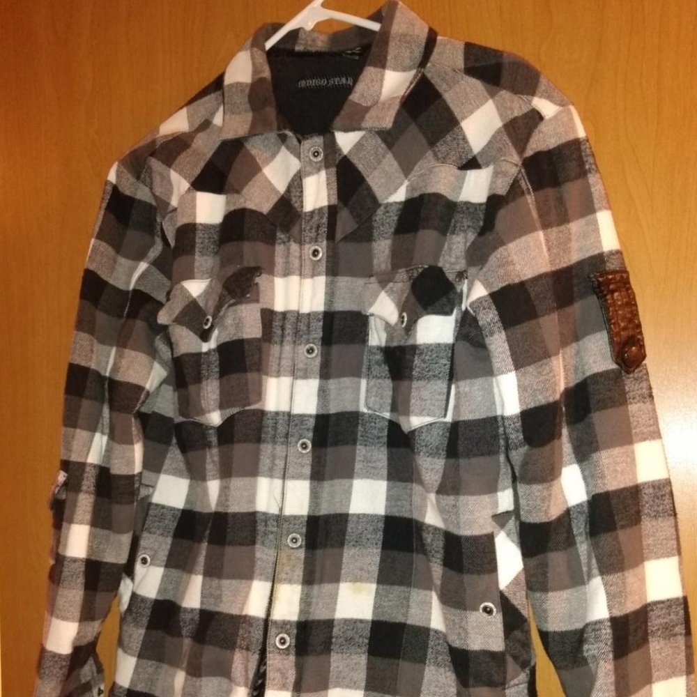 Men's Lined Jacket By "Indigo Star" * Black, Grey & White * L * 100 percent Cott